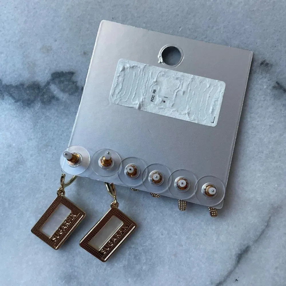 5/$25 Sugarfix by BaubleBar Straight to Tape Music Themed Earring Trio Pack - Picture 2 of 2